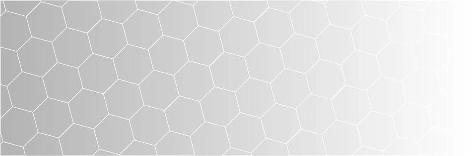 Hexagons connected in a geometric sequence as a background in a panoramic view. Stock Illustration