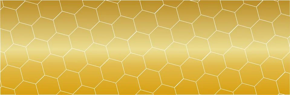 Hexagons connected in a geometric sequence as a background in a panoramic view Stock Illustration