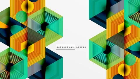 Hexagons design geometric abstract background Stock Illustration
