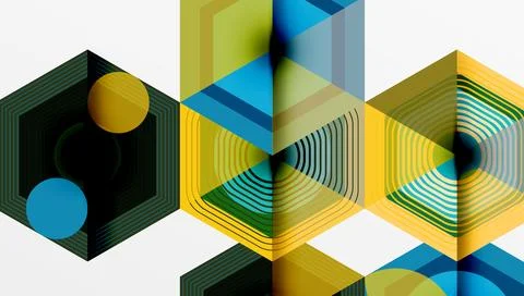 Hexagons design geometric abstract background Stock Illustration