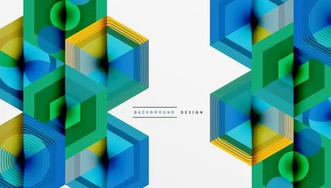 Hexagons design geometric abstract background Stock Illustration