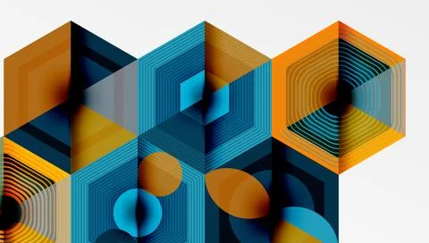 Hexagons, diamonds pattern. Geometric repeating hexagon background Stock Illustration