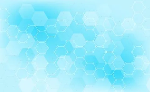 Hexagons of different sizes on a blue background - Vector Stock Illustration