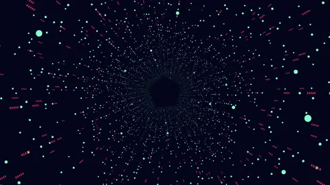 Hexagons with dots and lines in spiral in dark galaxy 스톡 동영상 199326074