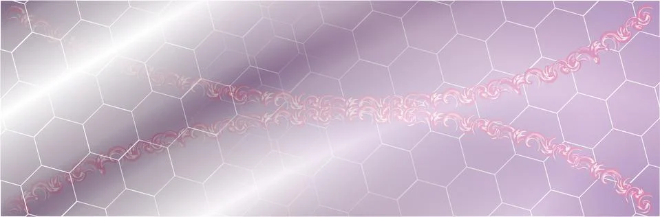 Hexagons evenly distributed on a purple background with white streaks, all in a Illustration