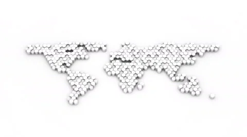 Hexagons Form a Map of the World Stock Footage 62417144