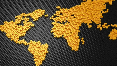Hexagons Formed A World Map Video stock 88325579