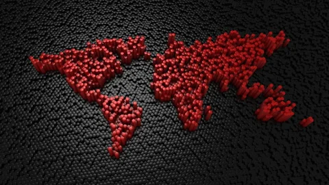 Hexagons Formed A World Map Video stock 88325668