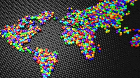 Hexagons Formed A World Map Stock Footage 89122445