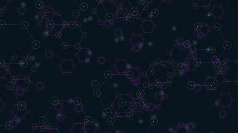 Hexagons futuristic pattern with neon dots on dark gradient 스톡 동영상 199340688