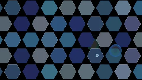 Hexagons Grid Pattern with a Moving Blue Light Creating Ripple Effects 스톡 동영상 334821720