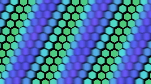 Hexagons move the wave from left to right and change color. DOF effect Stock Footage 85632325