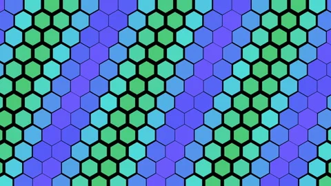 Hexagons move the wave from left to right and change color. color grid. Stock Footage 85632372