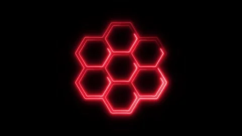 Hexagons Outline Icon in HD Video Neon Animation  Geometry and Technology S Stock Footage 304375053