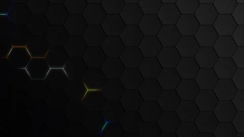 Hexagons pattern on a black background. Colored honeycombs dark gradient Stock Footage 277631330