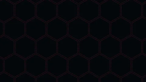 Hexagons pattern with neon light and dots on dark gradient Stock Footage 199333066