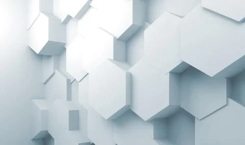 Hexagons pattern on wall, 3d illustration Stock Illustration