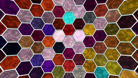 Hexagons Rainbow Spectrum Glowing Wall Motion Background Vídeos de archivo 134595335