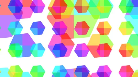 Hexagons Rotating in Multiple Layers Grid Colours Stock Footage 139733668