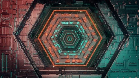 Hexagons Spaceship ride 库存影片 103803612