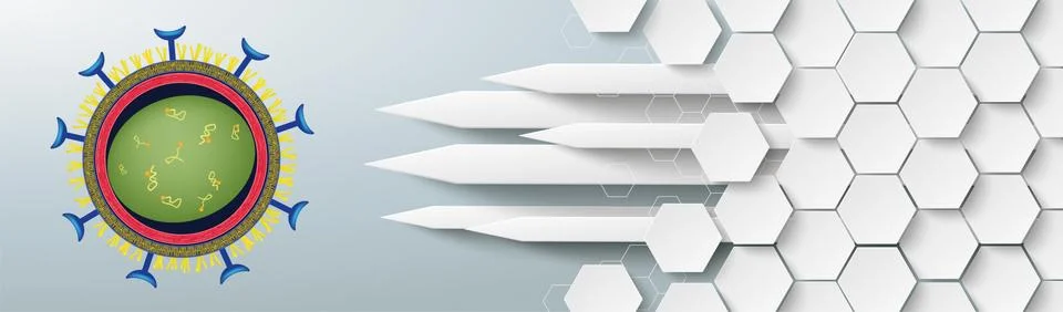 Hexagons Structure Arrows Corona Virus Header Stock Illustration