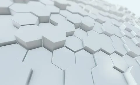 Hexagons on Surface Morphing in Seamless 3d render. Abstract Design Background. Stock Illustration
