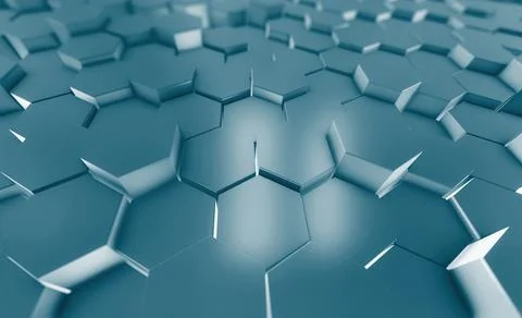 Hexagons on Surface Morphing in Seamless 3d render. Abstract Design Background. Illustrazione stock
