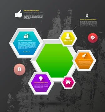Hexagons  template with icons Stock Illustration