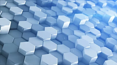 Hexagons waving 3D render loopable animation 4k UHD (3840x2160) Stock Footage 65648935