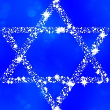 Hexagram composed of snowflakes on blue background Stock Illustration