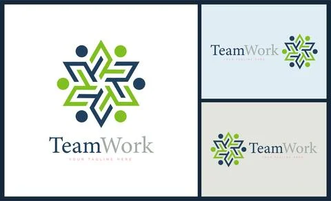 Hexagram stars team work modern logo template design Stock Illustration