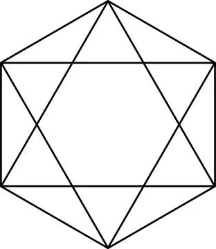 Hexagram symbol isolated on white background. Sacred geometry symbol concept Illustrazione stock