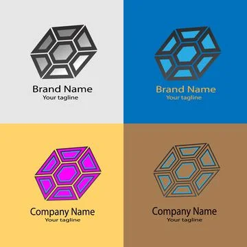 HexaGrid Nexus/Geometric Precision/ Structure/Modular Harmony/Dimensional logo Stock Illustration