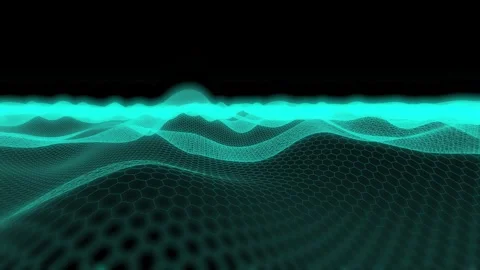 Hexahedron grid wave on black bg able to loop endless Stock Footage 320387747