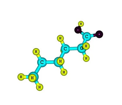Hexanoic acid molecule isolated on white Stock Illustration