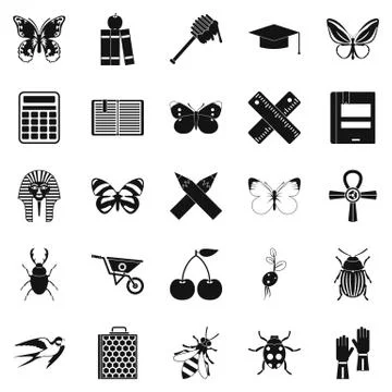 Hexapod icons set, simple style Stock Illustration