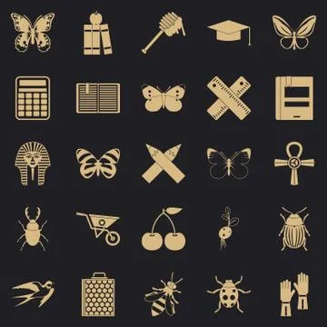 Hexapod icons set, simple style Stock Illustration