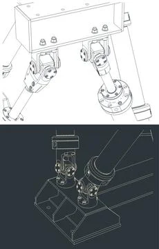 Hexapod mechanism close-up Illustrazione stock