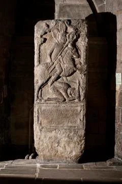 Hexham, Northumberland, United Kingdom, 9th May 2016, a roman tombstone at He Stock Photos