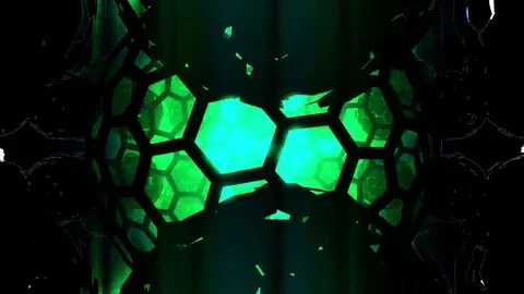 Hexxa visuals behind Spheres rotating on the beat around HEXXA sphere Stock Footage 69205127