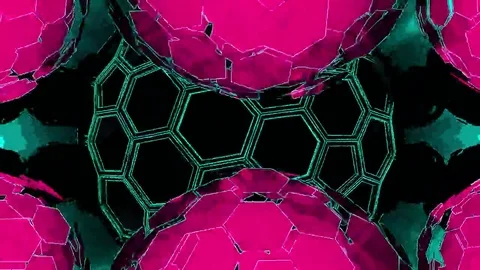 Hexxa visuals behind Spheres rotating on the beat around HEXXA sphere Stock Footage 69289141