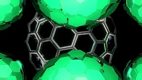 Hexxa visuals behind Spheres rotating on the beat around HEXXA sphere Video stock 69298713
