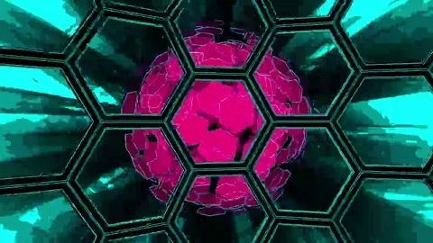 Hexxa visuals inside Sphere rotating on the beat watching Hexxa Sphere Stock Footage 69289371