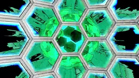 Hexxa visuals inside Sphere rotating on the beat watching Hexxa Sphere Stock Footage 69299169