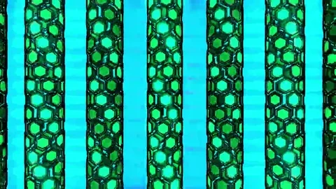 Hexxa visuals pipes of hexagonal shapes flashing on the beat Stock Footage 69210926