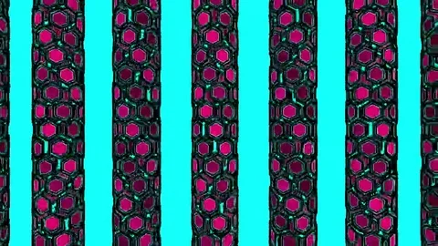 Hexxa visuals pipes of hexagonal shapes flashing on the beat Stock Footage 69294220