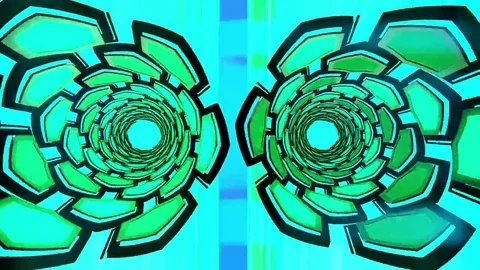 Hexxa visuals side move and zoom pipes of hexagonal shapes flashing on the beat Stock Footage 69211616