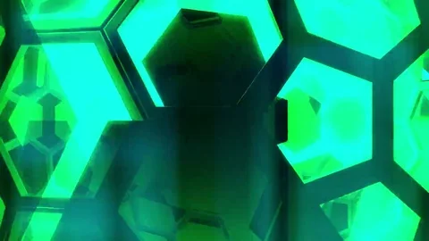 Hexxa visuals Sphere rotating close up with shapes moving on the beat Video stock 69206531