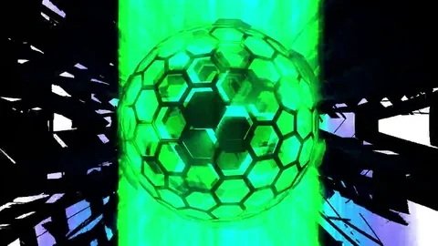 Hexxa visuals Sphere rotating with shapes moving on the beat Stock Footage 69206150