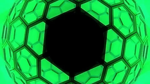 Hexxa visuals Sphere rotating with shapes moving on the beat Stock Footage 69300907